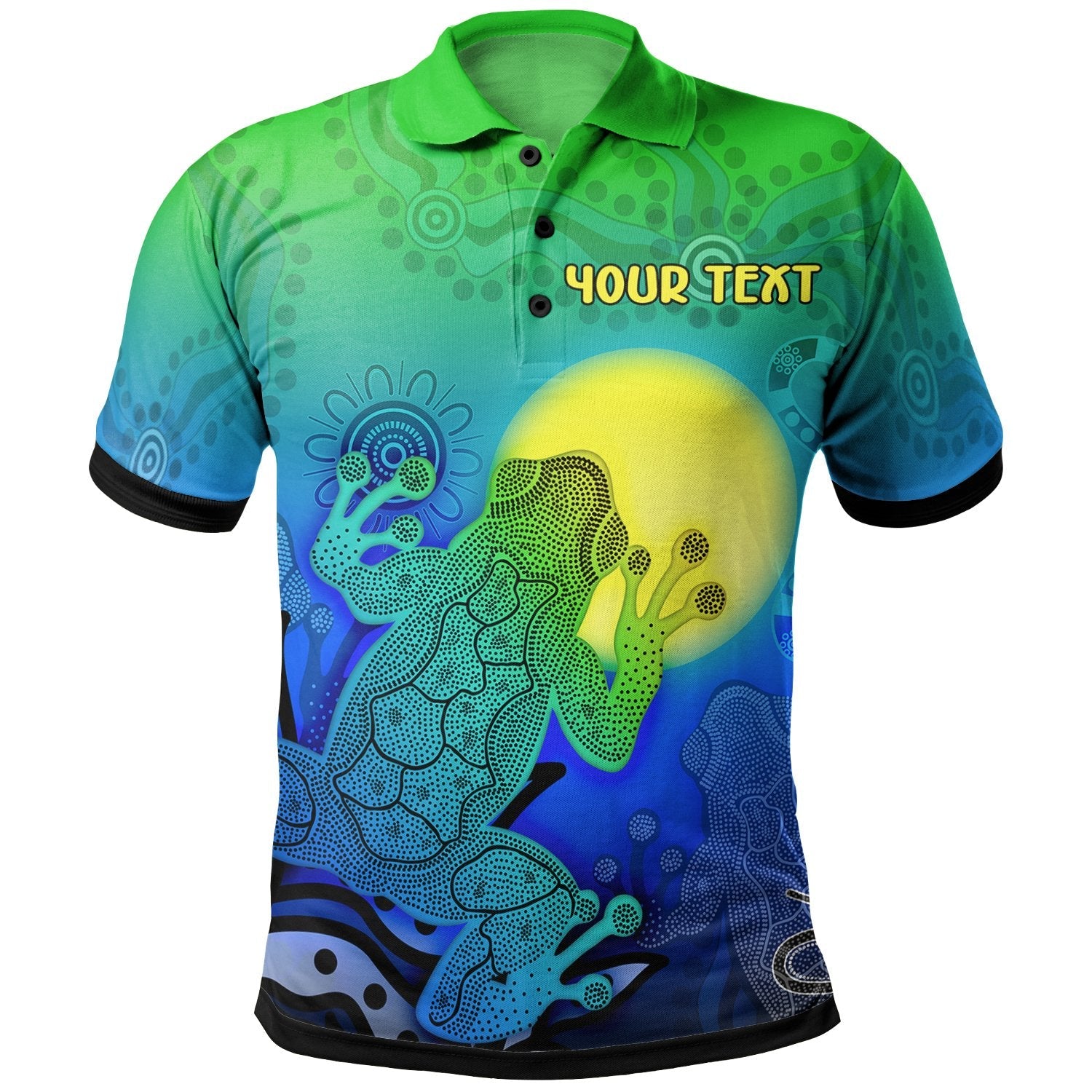 customaboriginal-polo-shirts-indigenous-frog-blue