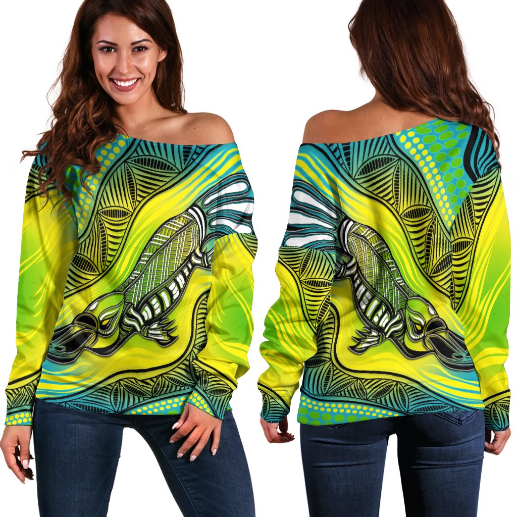 Women Off Shoulder - Aboriginal Platypus - Vibe Hoodie