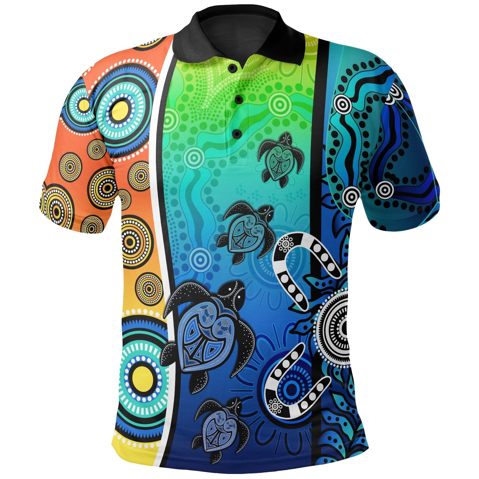 aboriginal-polo-shirts-indigenous-turtle-dot-painting-art