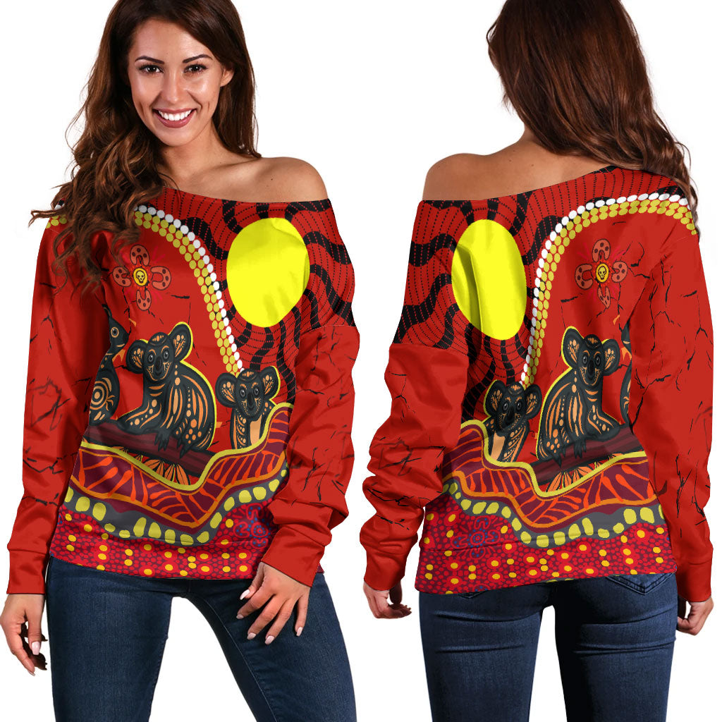 Aboriginal Koala Painting Women Off Shoulder Sweater