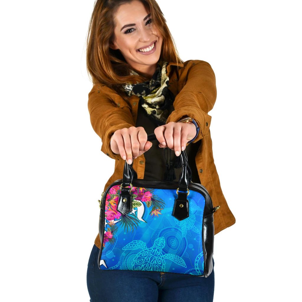 Shoulder Handbag - Torres Strait Blue Sea With Hibiscus - Vibe Hoodie