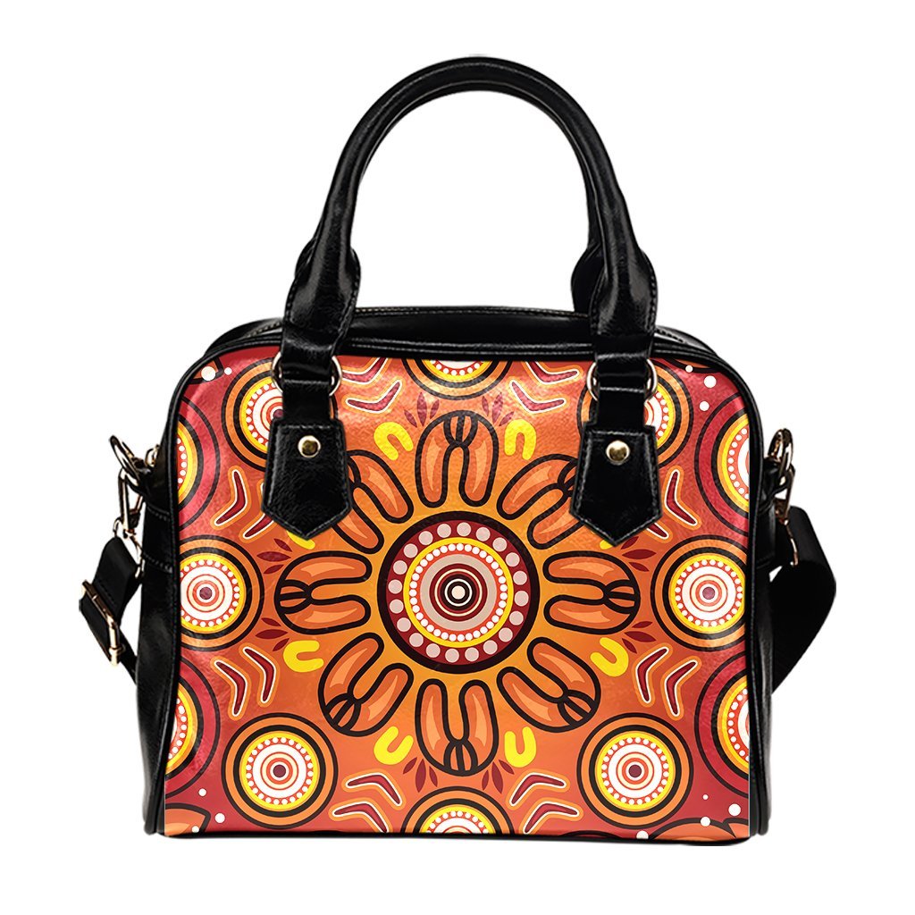 Aboriginal Shoulder Handbag - Circle Flowers Patterns VER01 - Vibe Hoodie