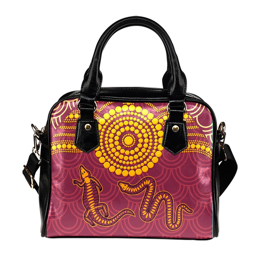 Aboriginal Shoulder Handbag - Aboriginal Snake And Alligator - Vibe Hoodie