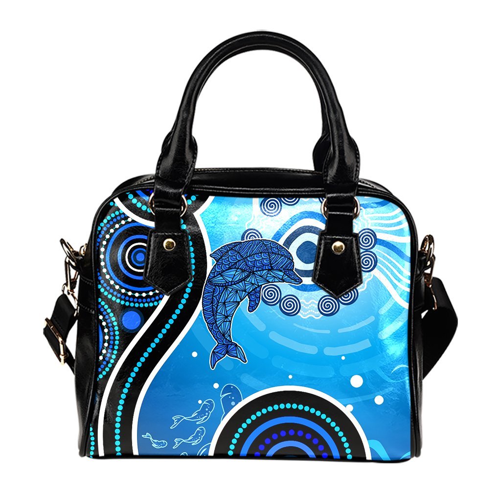 Aboriginal Shoulder Handbag - Dolphin And Aboriginal Dot Patterns - Vibe Hoodie