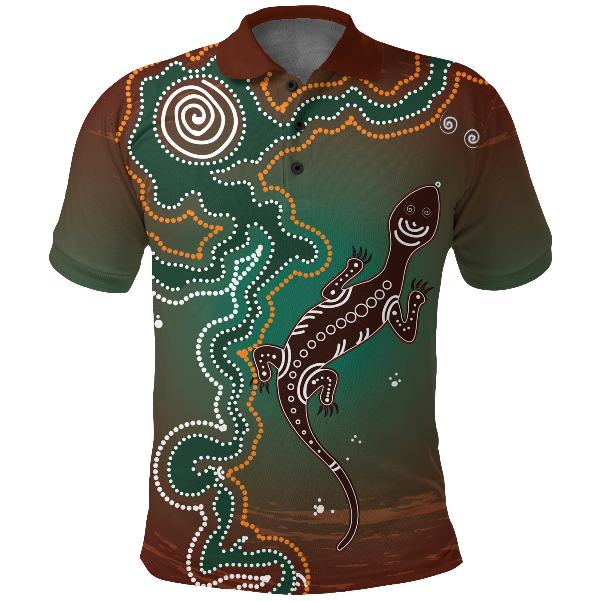 aboriginal-lizard-polo-shirt-indigenous-dot-painting-art