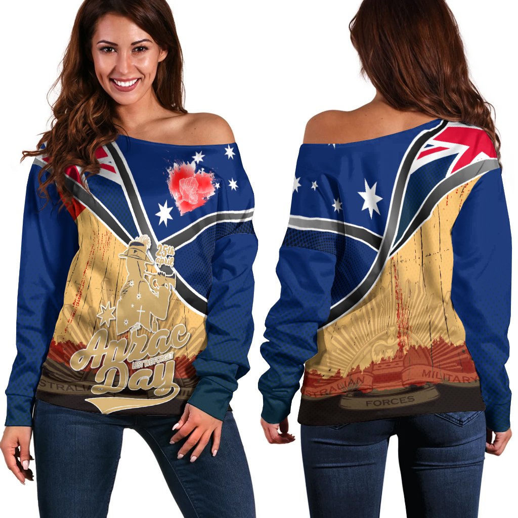 Women Off Shoulder - Anzac Lest We Forget - Vibe Hoodie