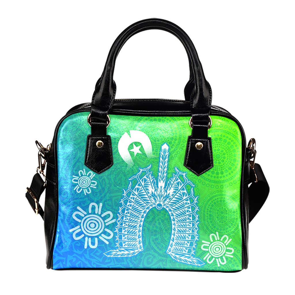 Torres Strait Islander Shoulder Handbag - Dhari Mask Ocean Style - Vibe Hoodie