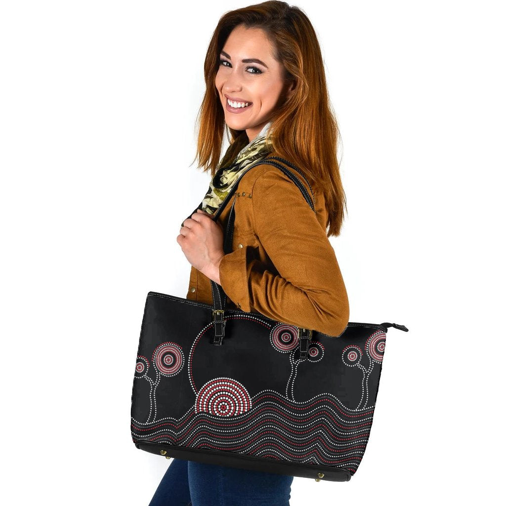 large-leather-tote-bag-aboriginal-pattern-black-style