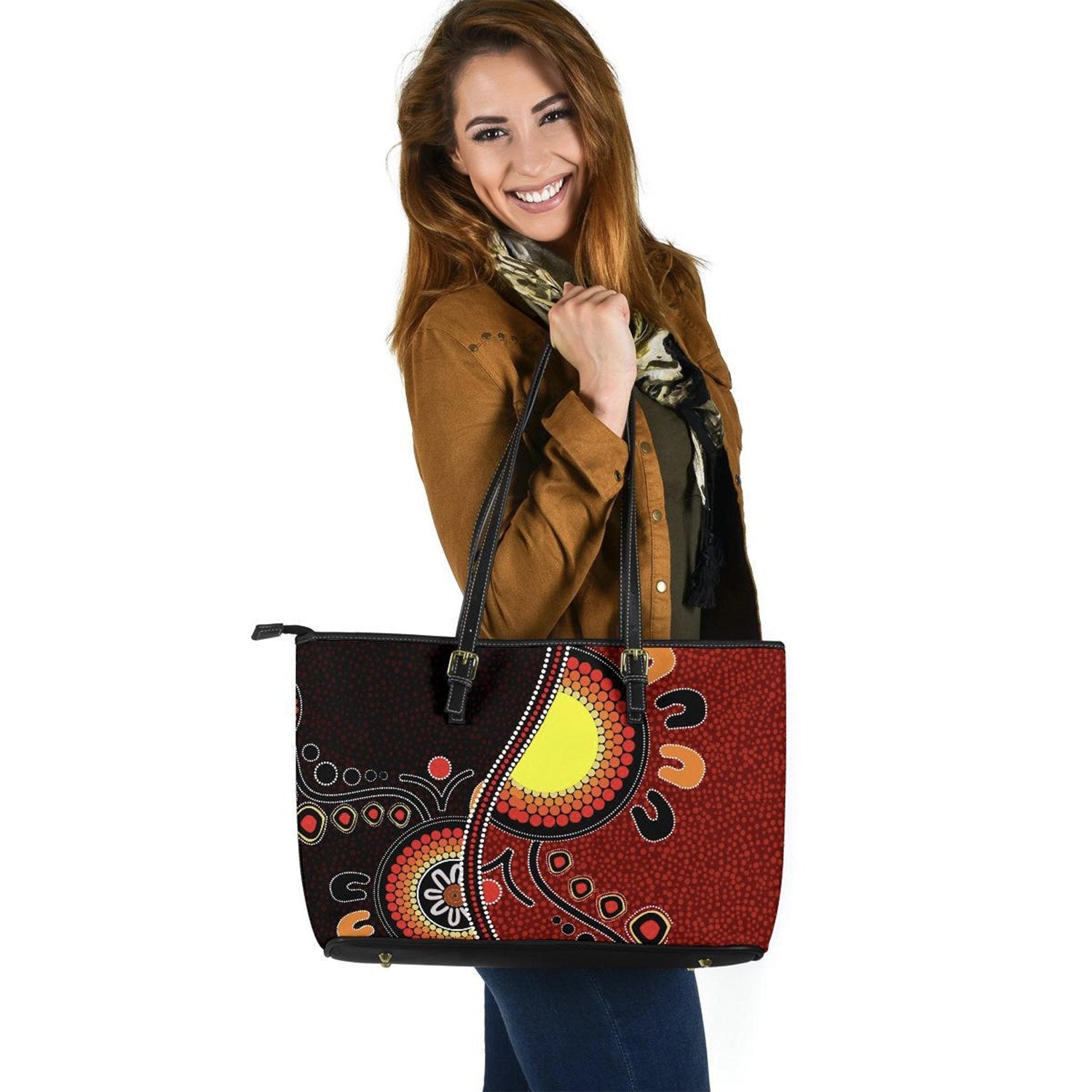 aboriginal-leather-tote-bag-australia-flag-dot-painting-art