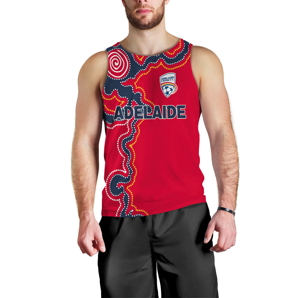 custom-personalised-adelaide-united-men-tank-top-indigenous-dot-painting-art