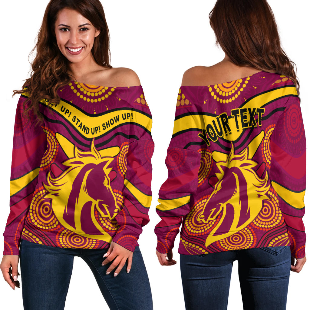 (Custom Personalised) Broncos NAIDOC Week 2022 Women Off Shoulder Sweater Aboriginal Get Up LT13