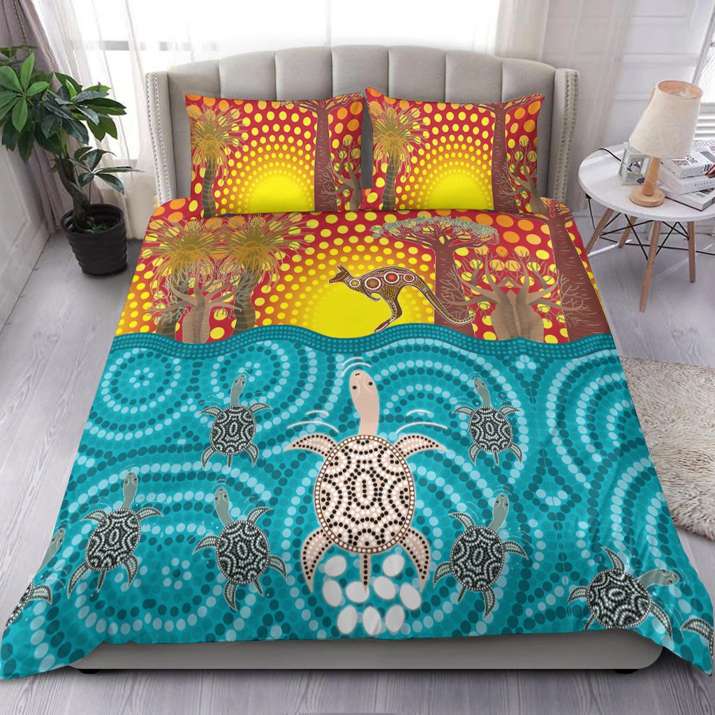 aboriginal-bedding-set-turtle-and-kangaroo-aboriginal-life