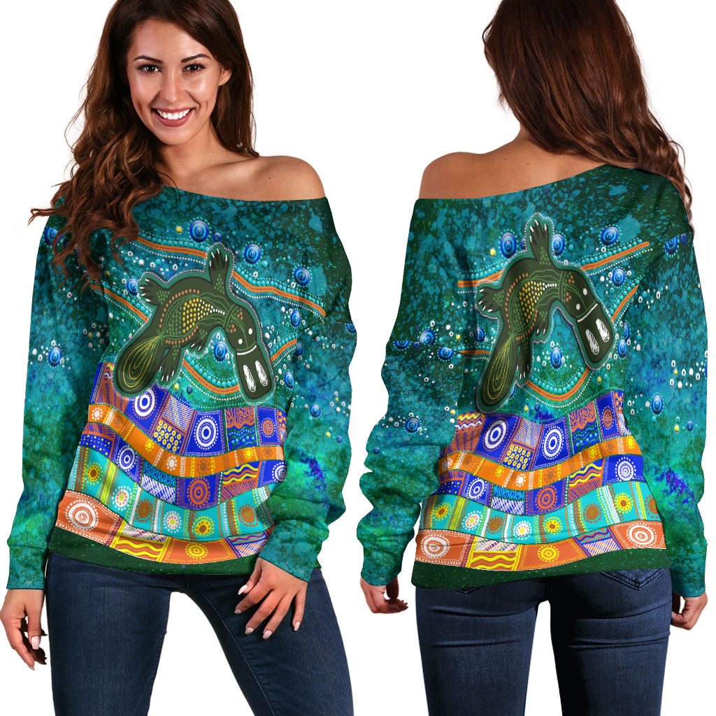 Aboriginal Platypus Painting Women Off Shoulder Sweater