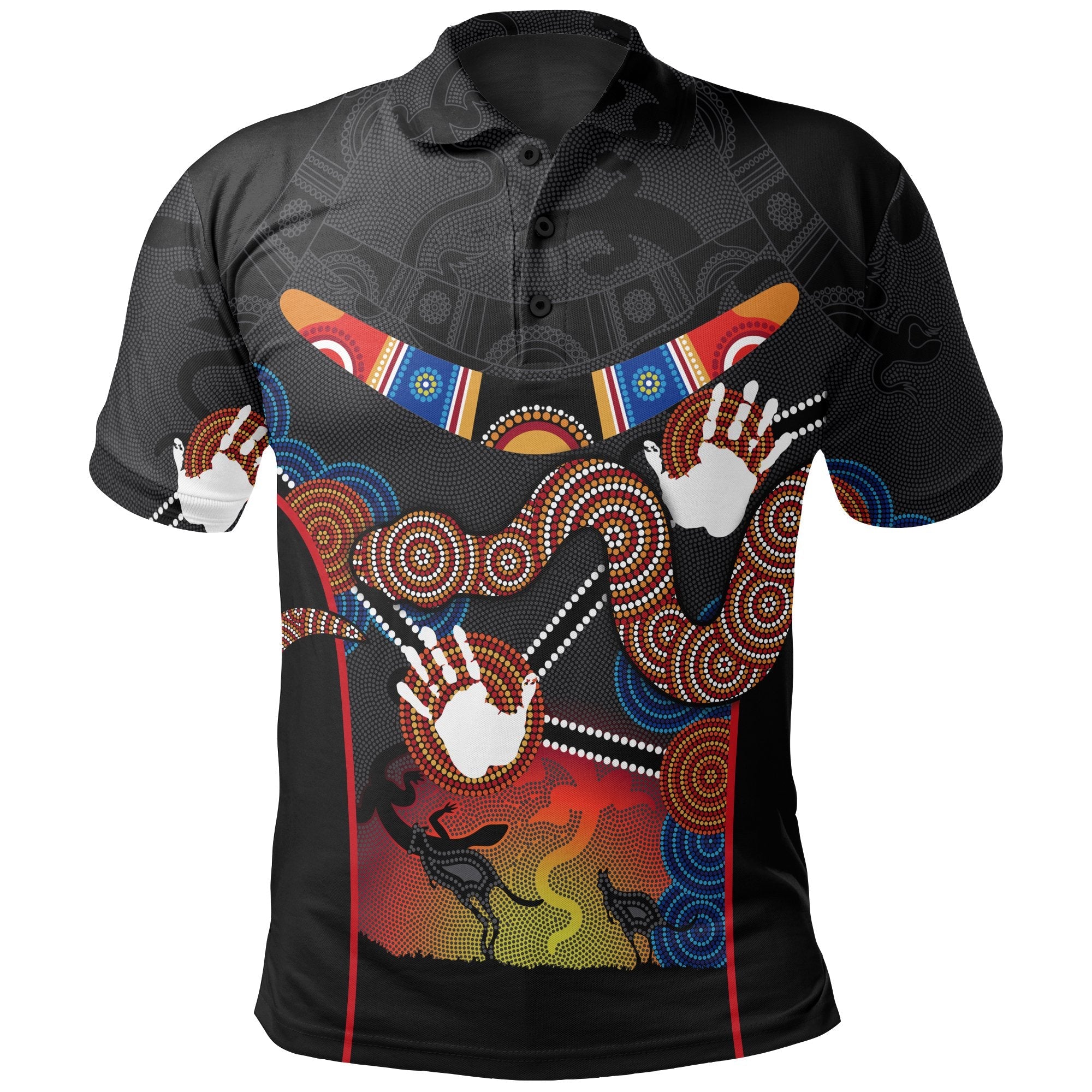 aboriginal-polo-shirt-australian-boomerang-and-snake-indigenous-art