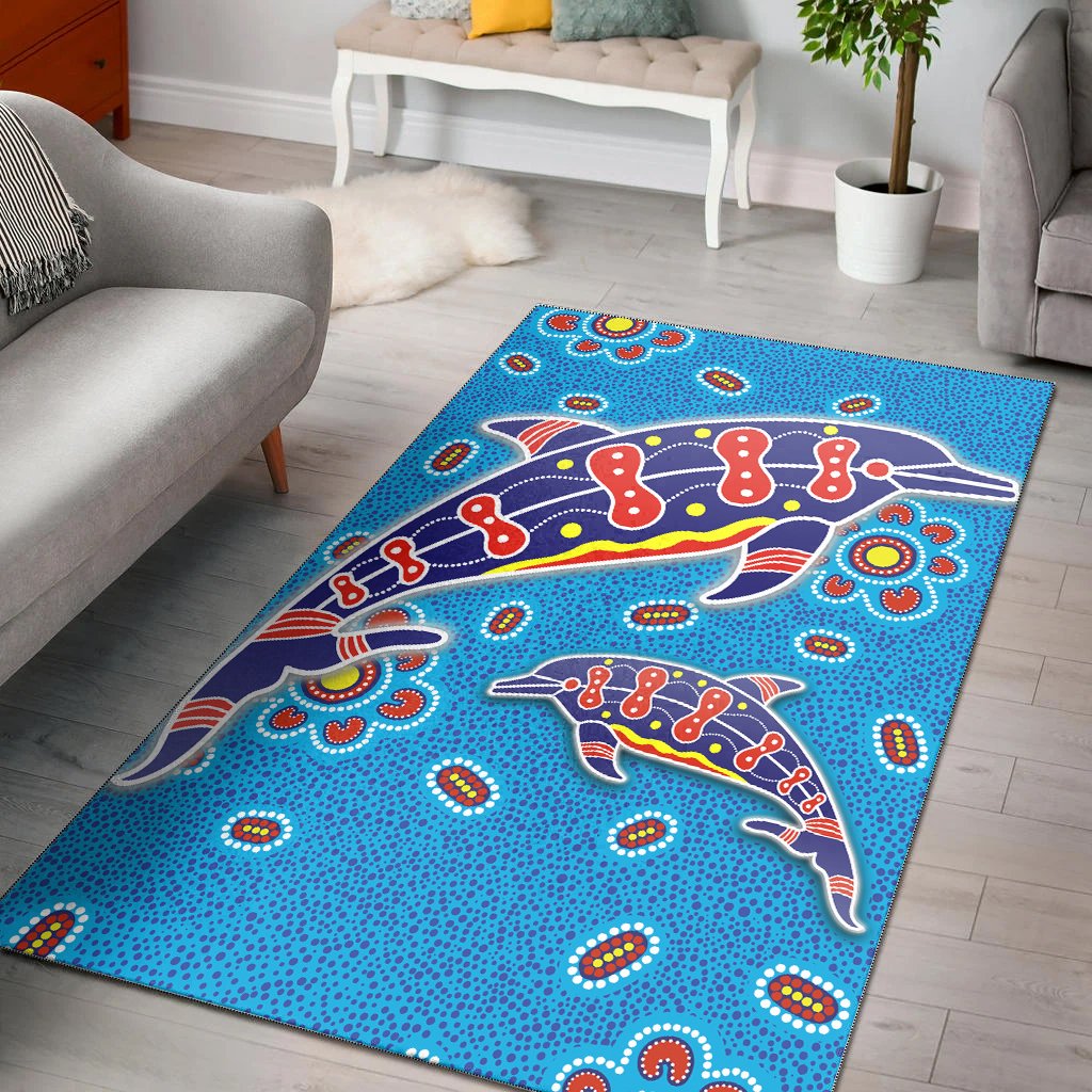 aboriginal-area-rug-dreamtime-dolphin-aboriginal-style