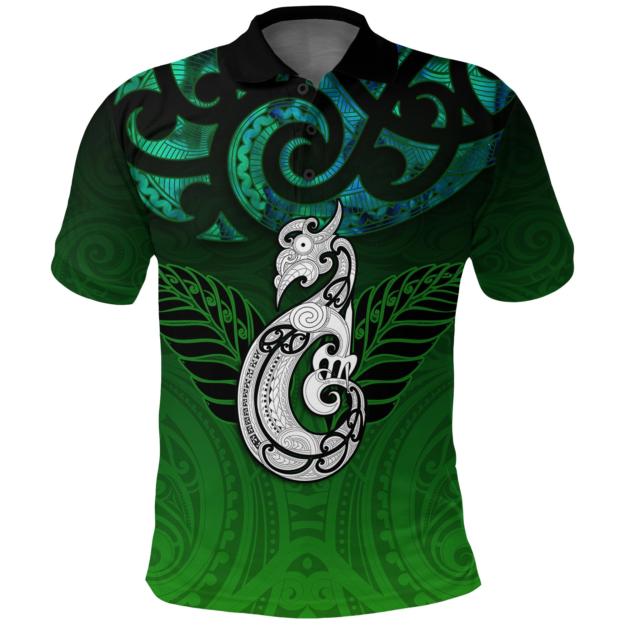 new-zealand-maori-polo-shirt-paua-shell-green