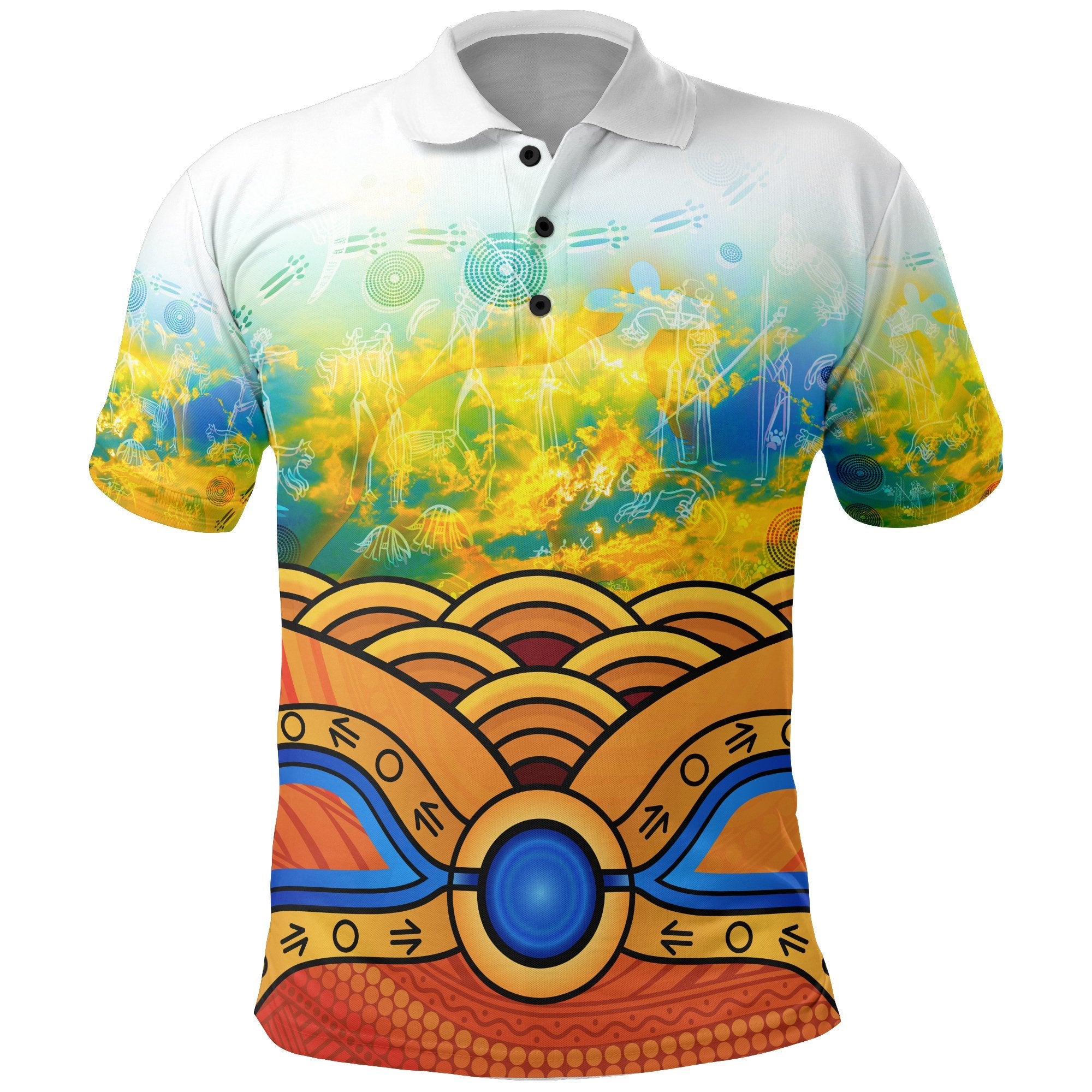 aboriginal-polo-shirts-australia-kangaroo-sky