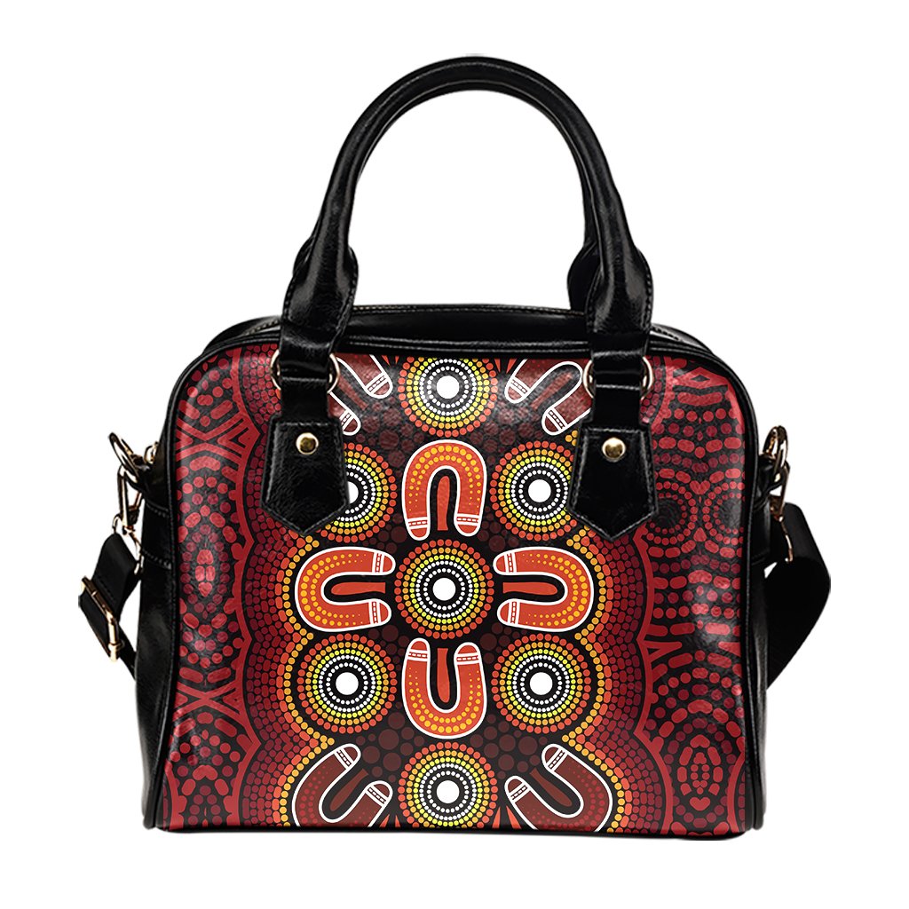 ABoriginal Shoulder Handbags - Aboriginal Dot Painting Flowers Style - Vibe Hoodie