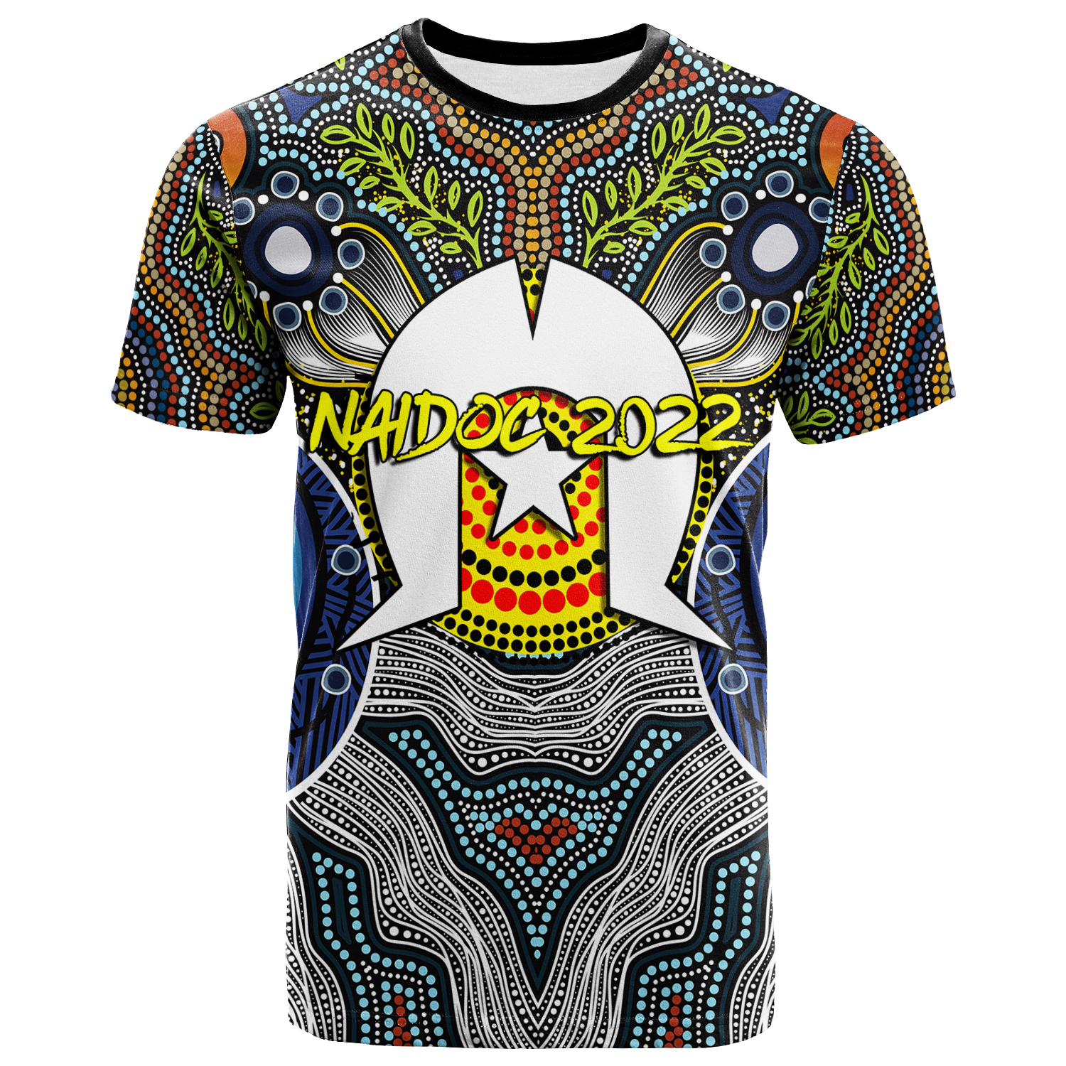 naidoc-week-2022-get-up-stand-up-show-up-aboriginal-dot-art-t-shirt