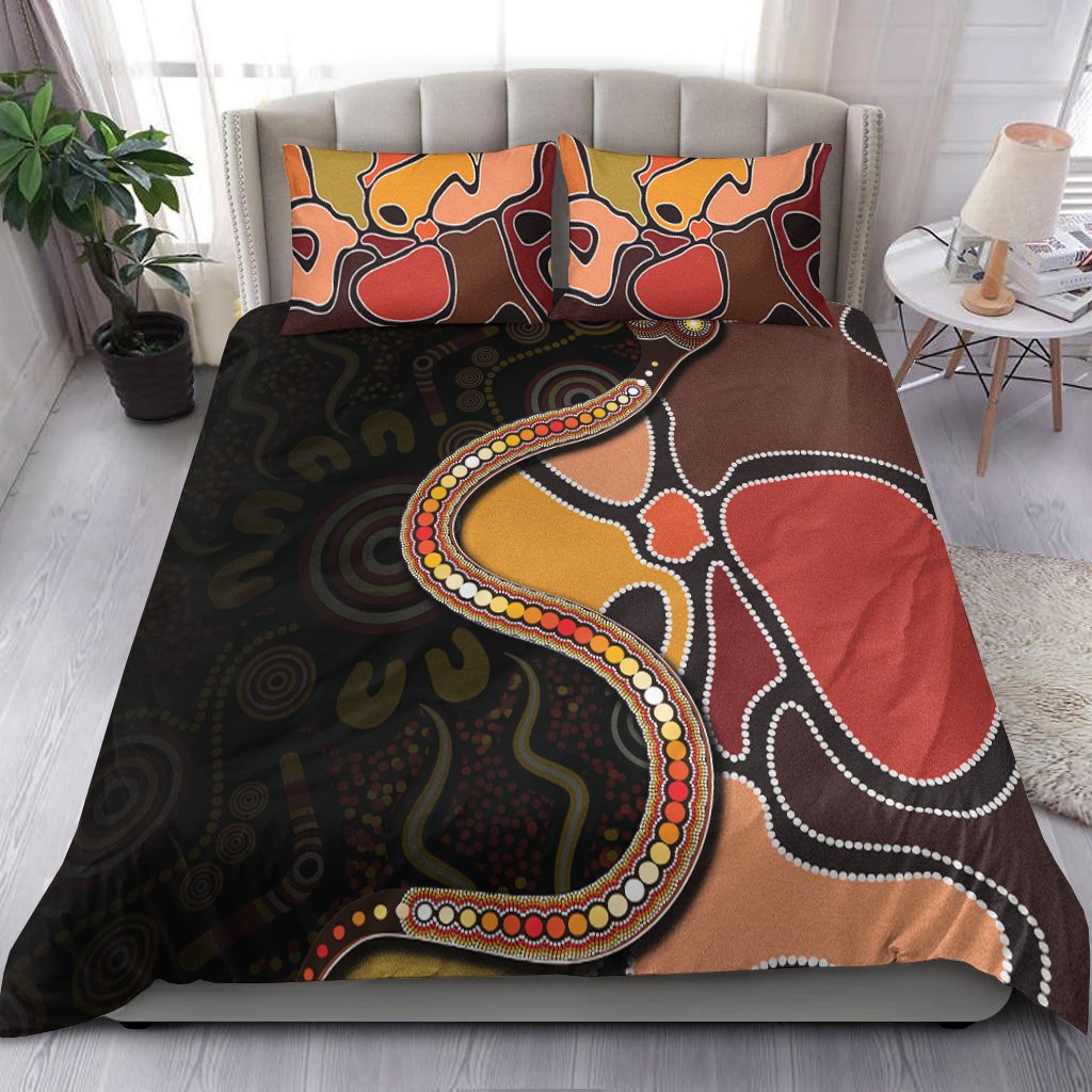 bedding-set-aboriginal-snake-with-dot-painting