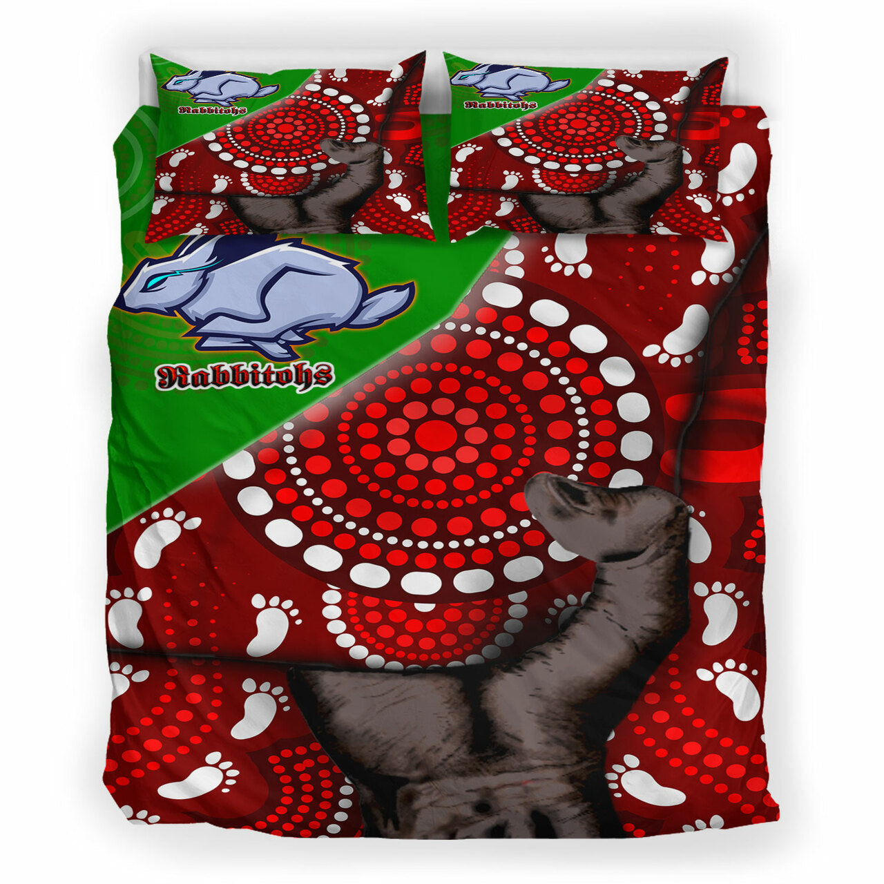 rabbitohs-rugby-aboriginal-custom-patronage-bedding-set-south-sydney-rabbitohs-bloods-in-my-veins