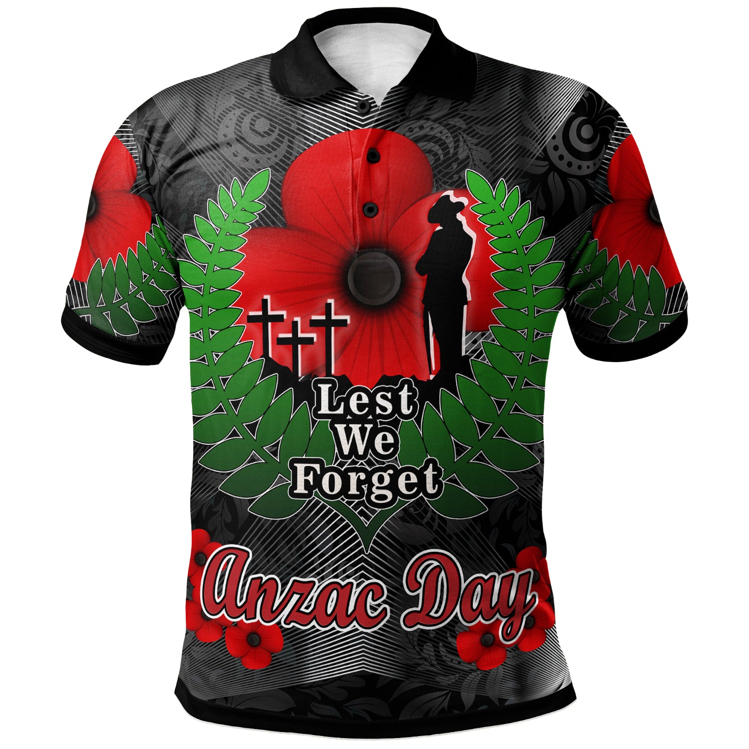 new-zealand-anzac-day-polo-shirt-anzac-day-lest-we-forget-low-poly-motley-patterns-polo-shirt