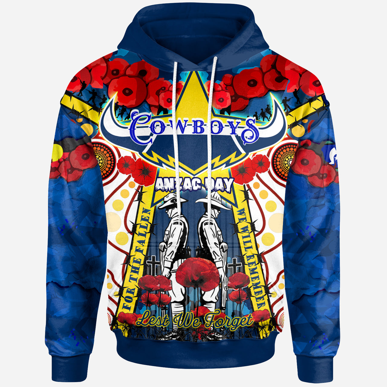 cowboys-anzac-day-watercolour-rugby-hoodie-custom-remembrance-cowboys-with-poppy-flower