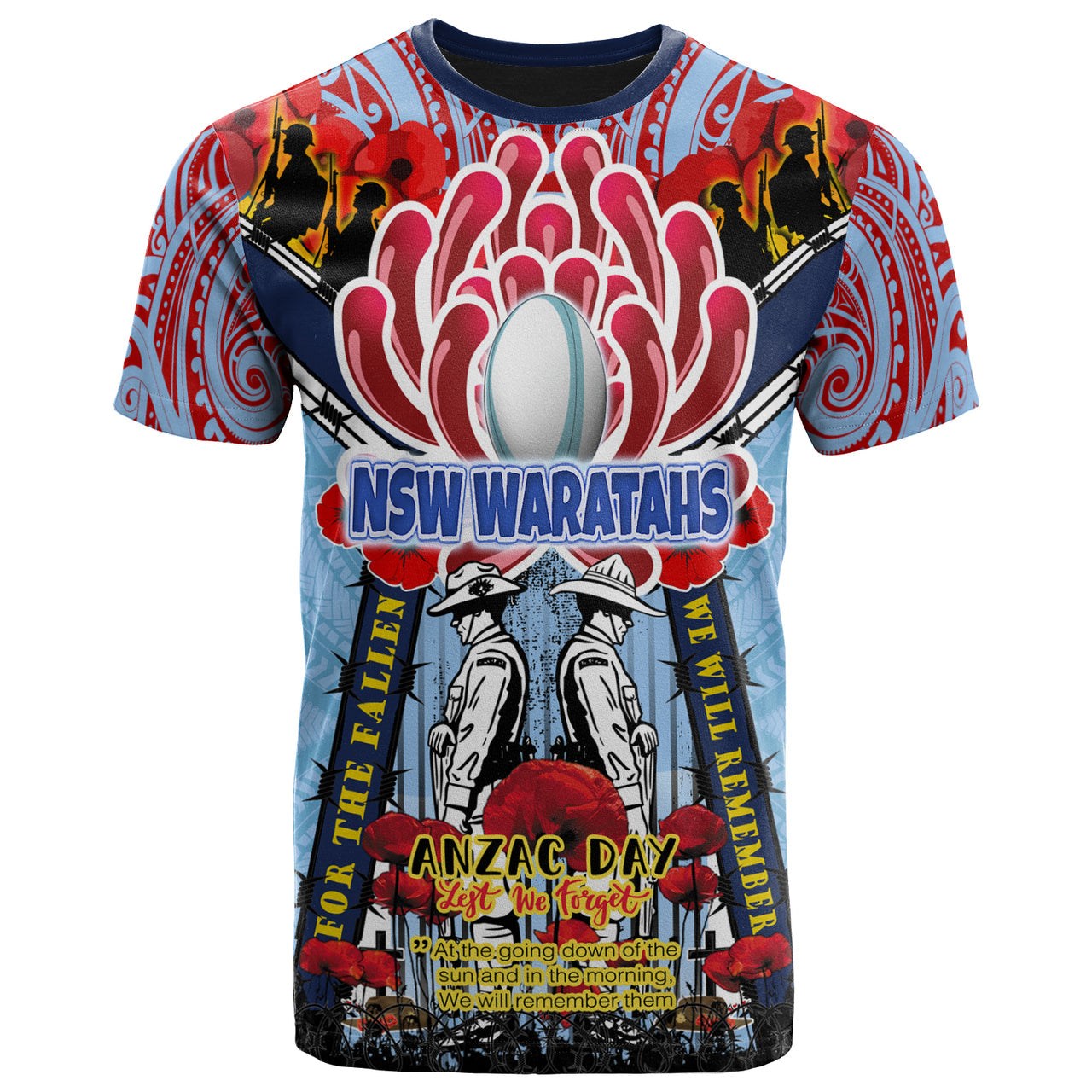 waratahs-rugby-custom-anzac-day-t-shirt-remembrance-nsw-waratahs-with-indigenous-patterns-and-poppy-flower