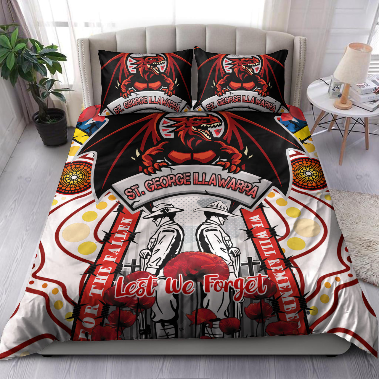 st-george-rugby-anzac-day-watercolour-custom-bedding-set-remembrance-dragons-with-poppy-flower