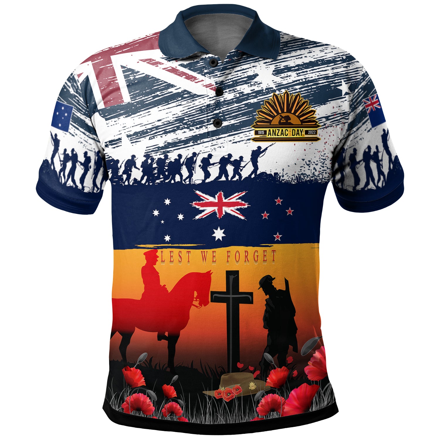 australian-and-new-zealand-army-corps-anzac-day-polo-shirt-for-the-fallen-lest-we-forget