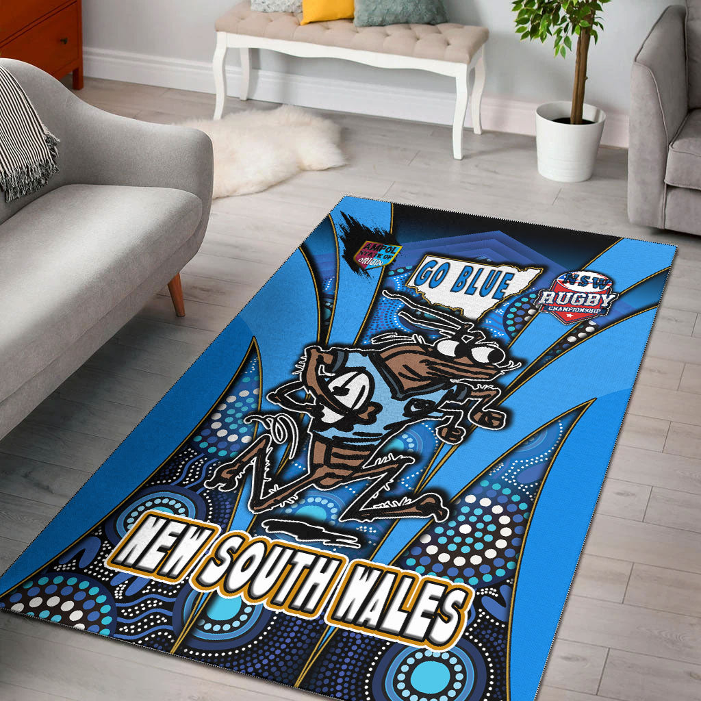 new-south-wales-rugby-league-team-area-rug-new-south-wales-blues-mascot-with-aboriginal-art-state-of-origin-area-rug