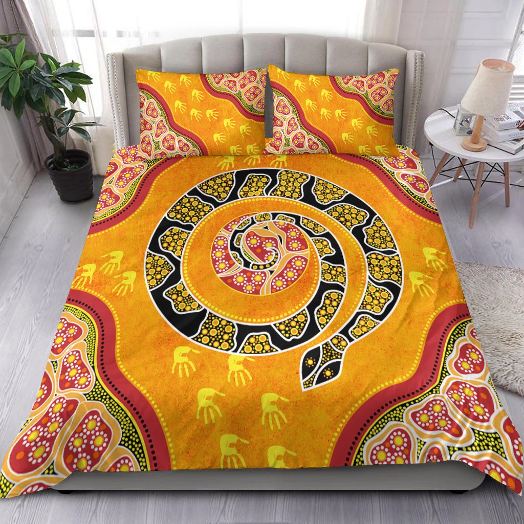 bedding-set-aboriginal-unique-style-snake-orange-color-2021