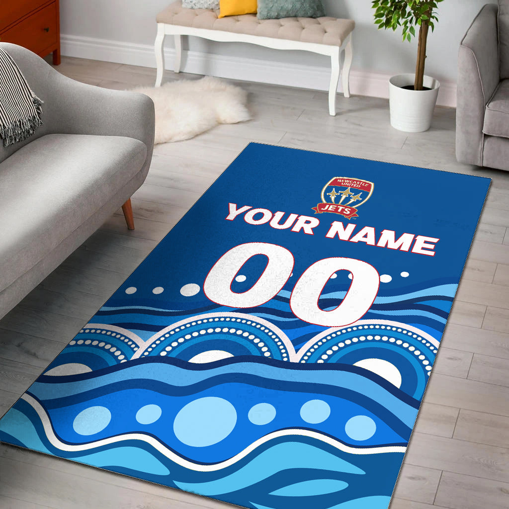 custom-personalised-newcastle-jets-area-rug-indigenous-dot-painting-art