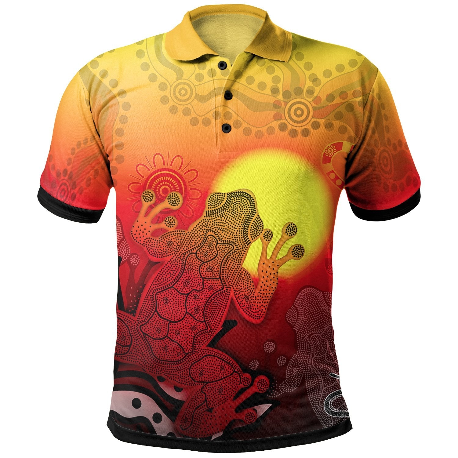 aboriginal-polo-shirts-indigenous-frog-red