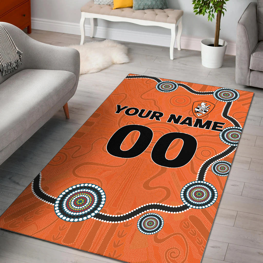 custom-personalised-brisbane-roar-area-rug-indigenous-dot-painting-art