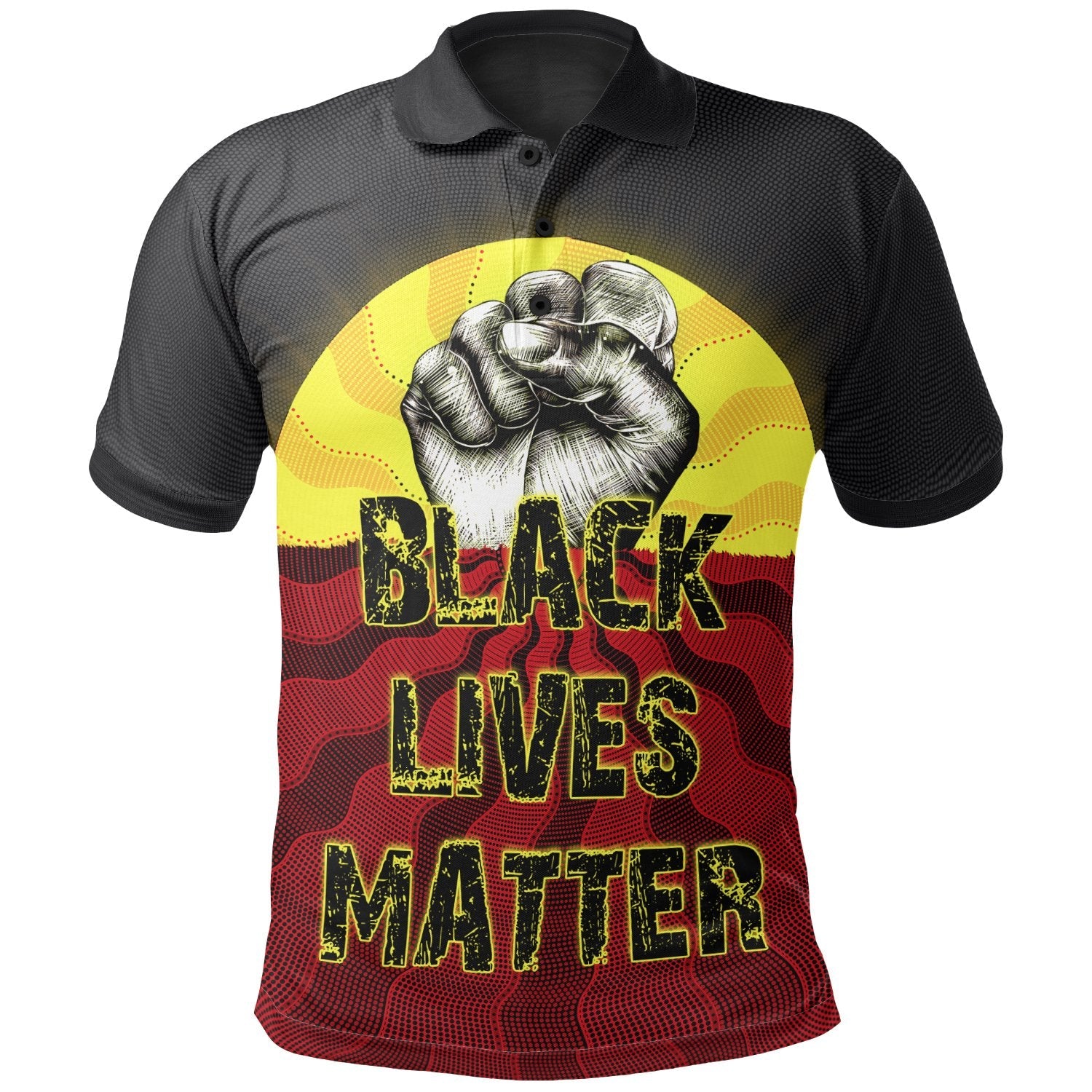 polo-shirt-aboriginal-black-lives-matter-sun-dot-painting