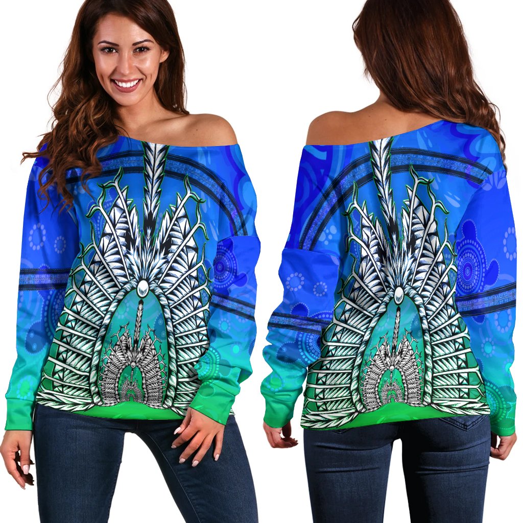 Women off Shoulder - Turtle Background With Dhari Mask - Vibe Hoodie