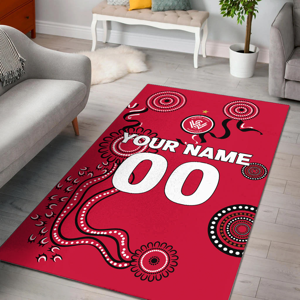 custom-personalised-western-sydney-wanderers-area-rug-indigenous-dot-painting-art