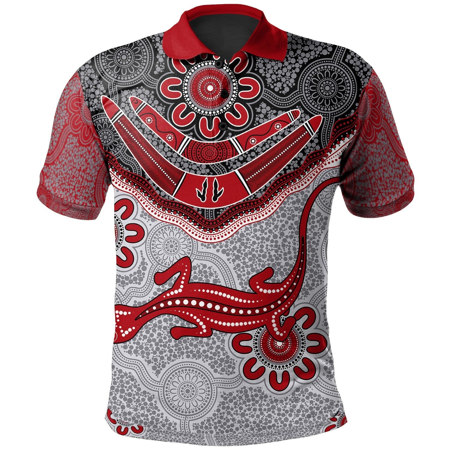 aboriginal-polo-shirt-indigenous-boomerang-and-lizard-art