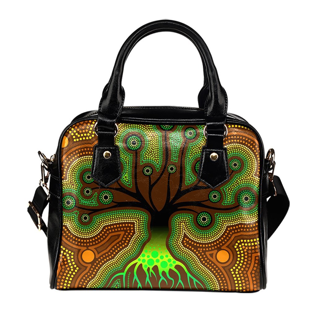 Aboriginal Shoulder Handbag - Tree Dot Painting Art - Vibe Hoodie