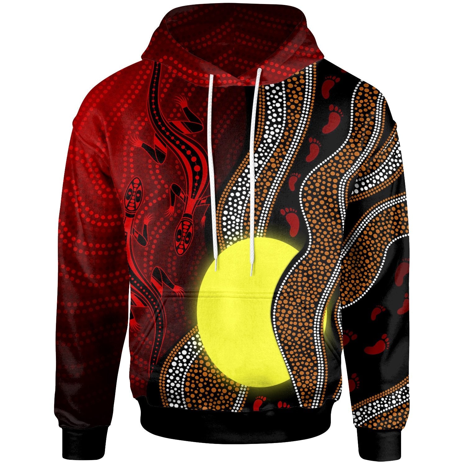 aboriginal-hoodie-aboriginal-flag-lizard-dot-painting-style