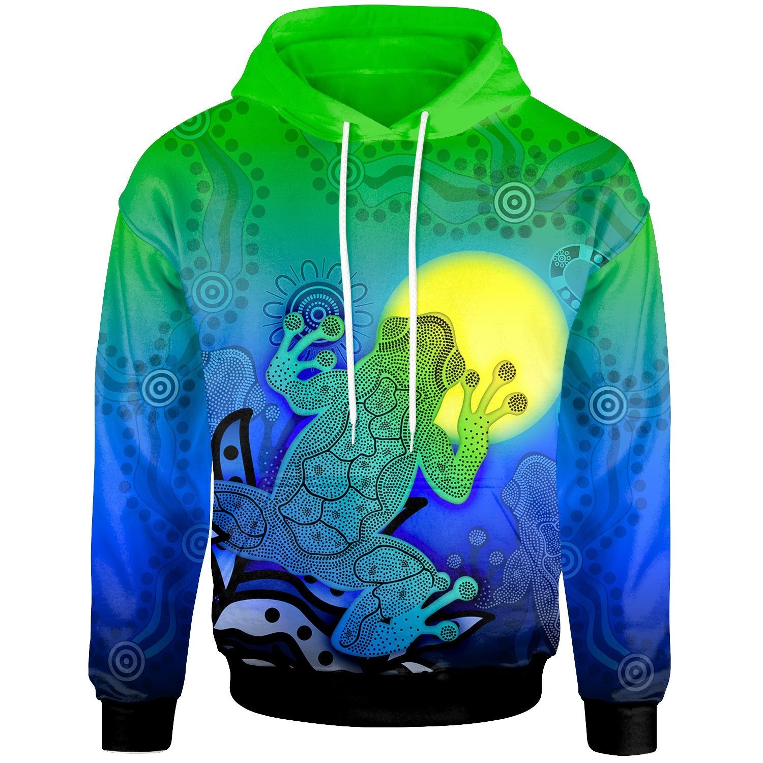 aboriginal-hoodie-indigenous-frog-blue