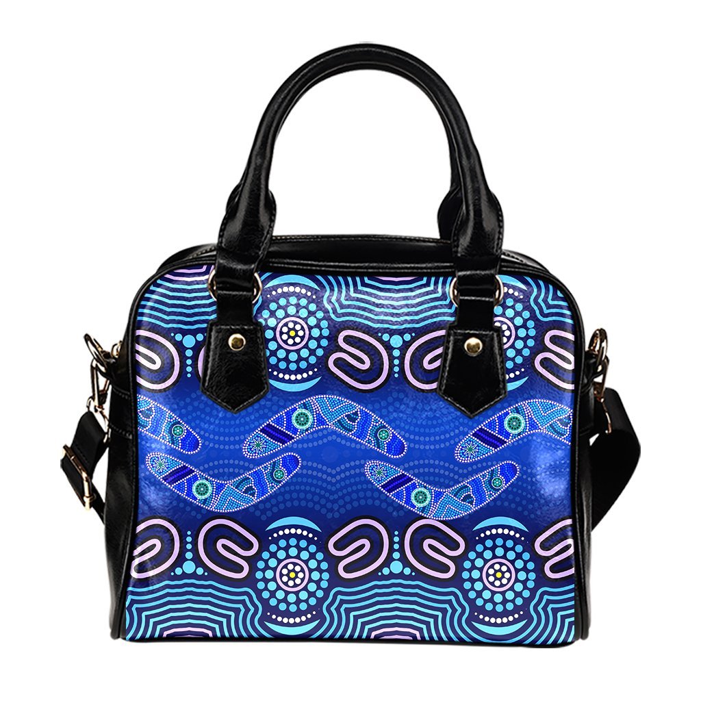 ABoriginal Shoulder Handbags - Boomerangs And Dot Painting Art Ver02- - Vibe Hoodie