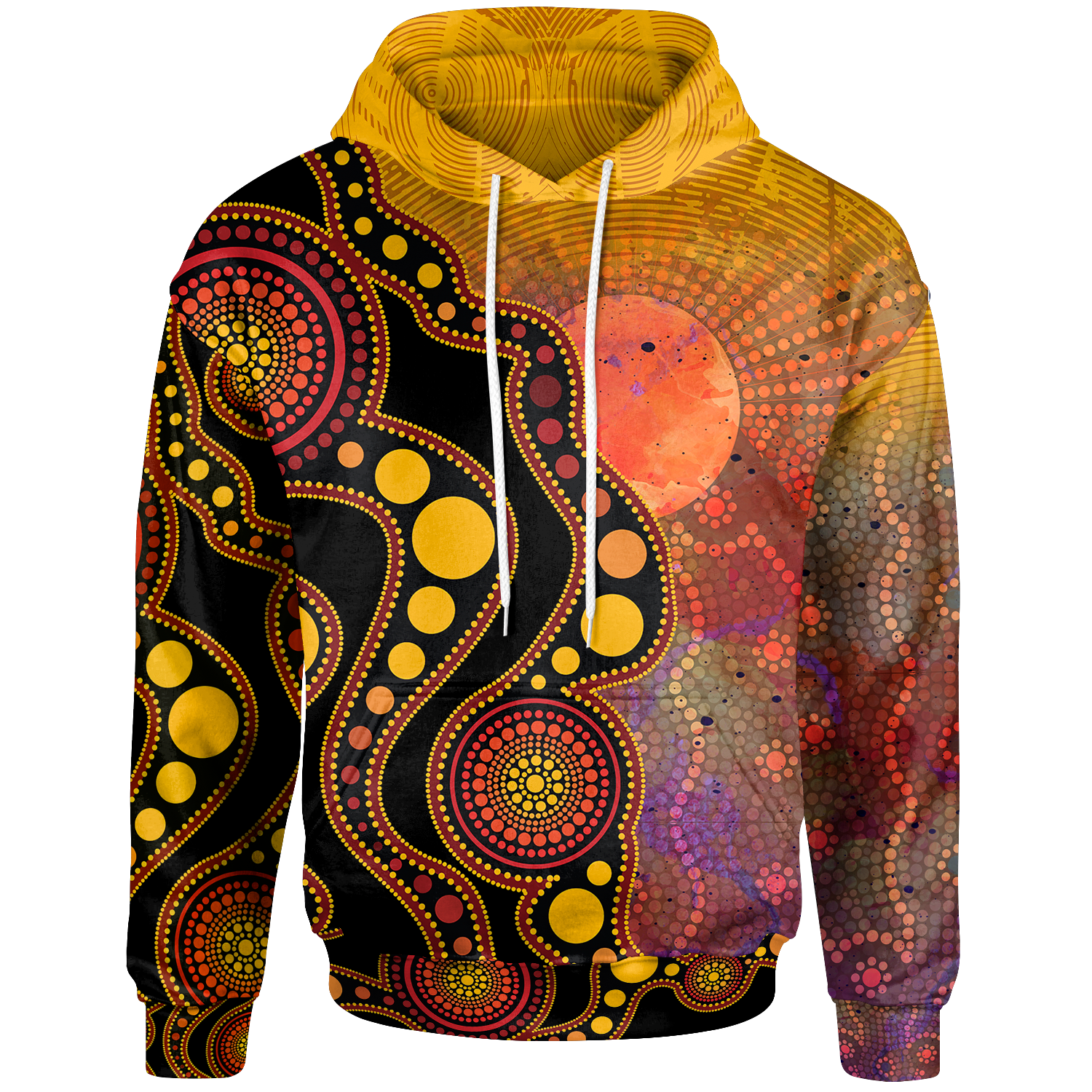 aboriginal-hoodie-australia-indigenous-flag-circle-dot-painting-art-golden