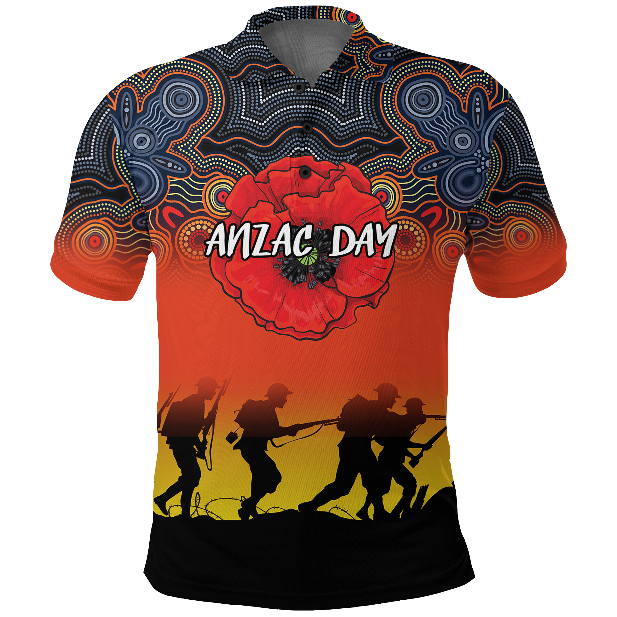 anzac-day-polo-shirt-aboriginal-dot-painting-art