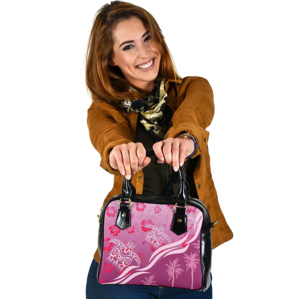 Pink Turtle Hibiscus Shoulder Handbag - Vibe Hoodie