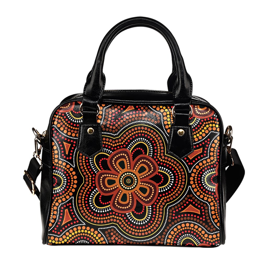 ABoriginal Shoulder Handbags - Aboriginal Dot Painting Flowers Style Ver02 - Vibe Hoodie