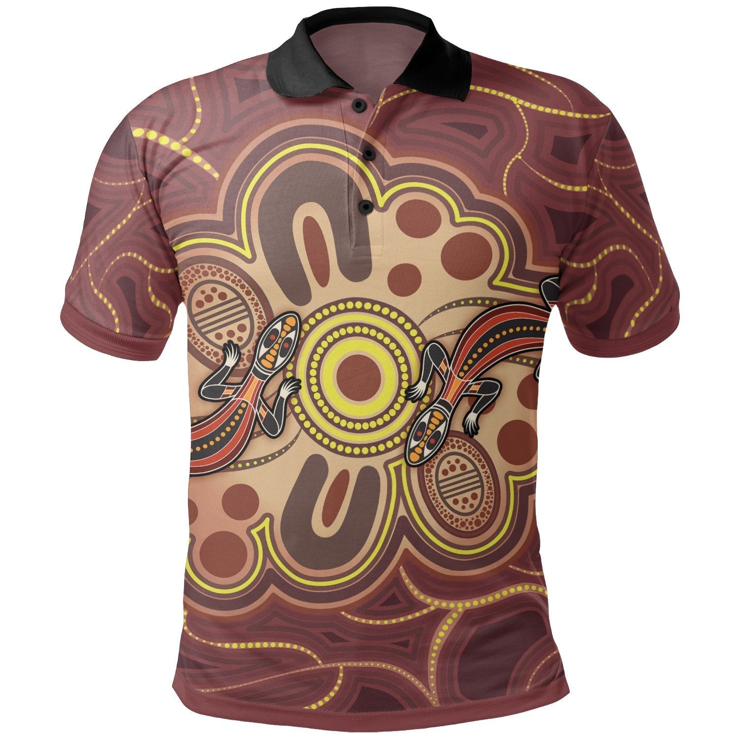 aboriginal-polo-shirts-indigenous-lizard-dot-painting-art