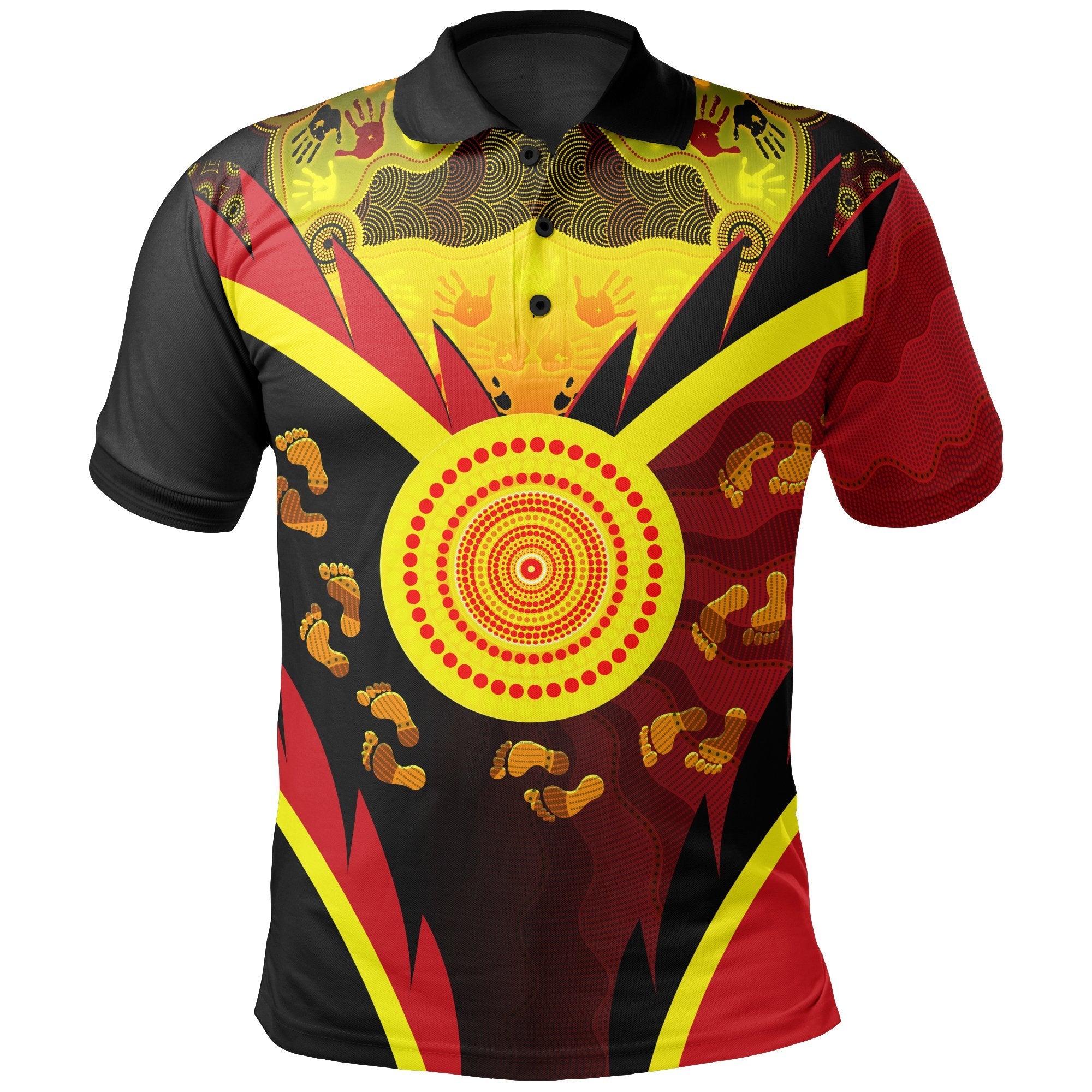 aboriginal-polo-shirt-indigenous-flag-with-footprint-hand-art