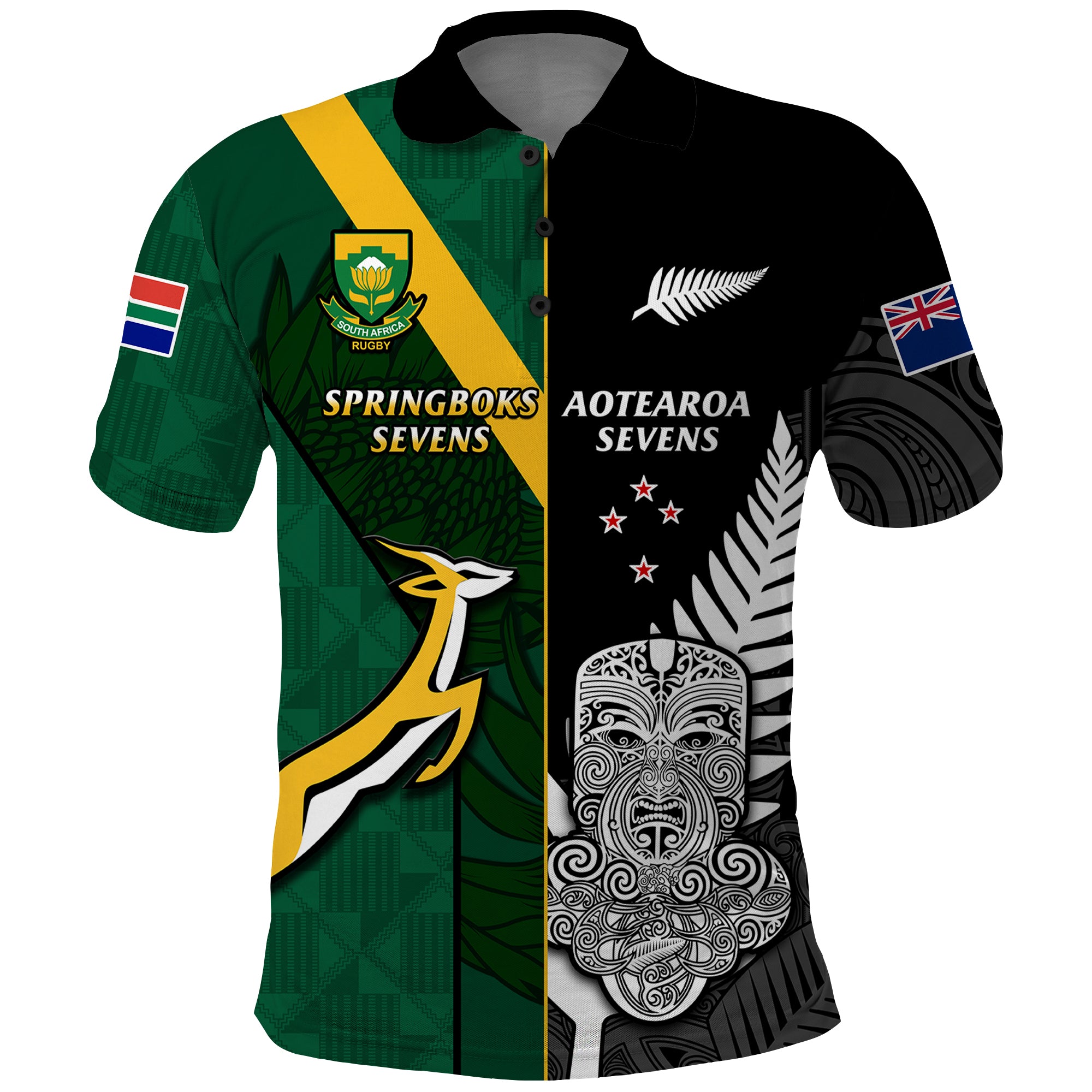 cusotm-personalised-south-africa-and-aotearoa-rugby-7s-springboks-mix-tiki-fern-polo-shirt